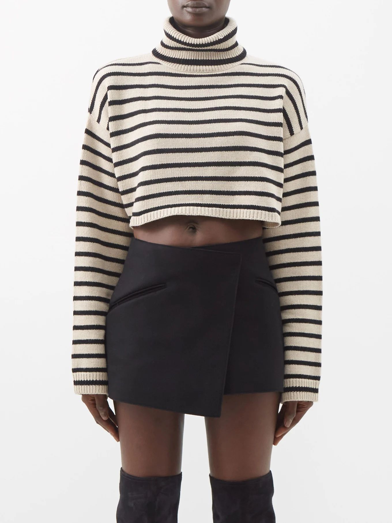 Athina striped cropped wool-blend sweater | The Frankie Shop | Matches (US)