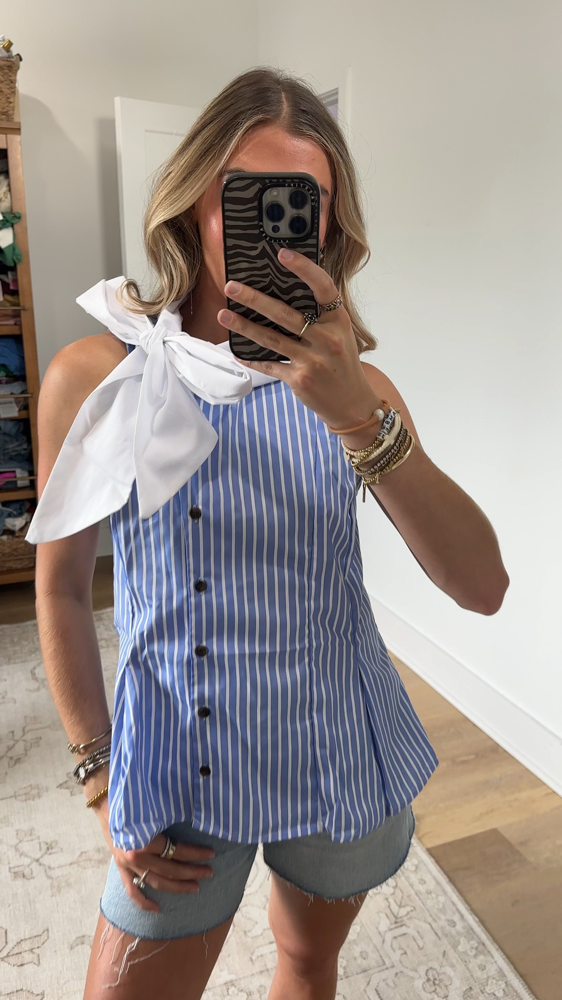 Amazon size small Chevara Women’s Sleeveless Striped Blouse Bow Tie Collar Fitted Tank Top

#LTKootd #LTKdayinmylife #LTKSaleAlert