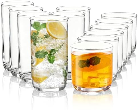 Kyraton Drinking Glasses Set of 12, PET Clear Plastic Highball Glasses 420ml & Whisky Cocktail Gl... | Amazon (CA)