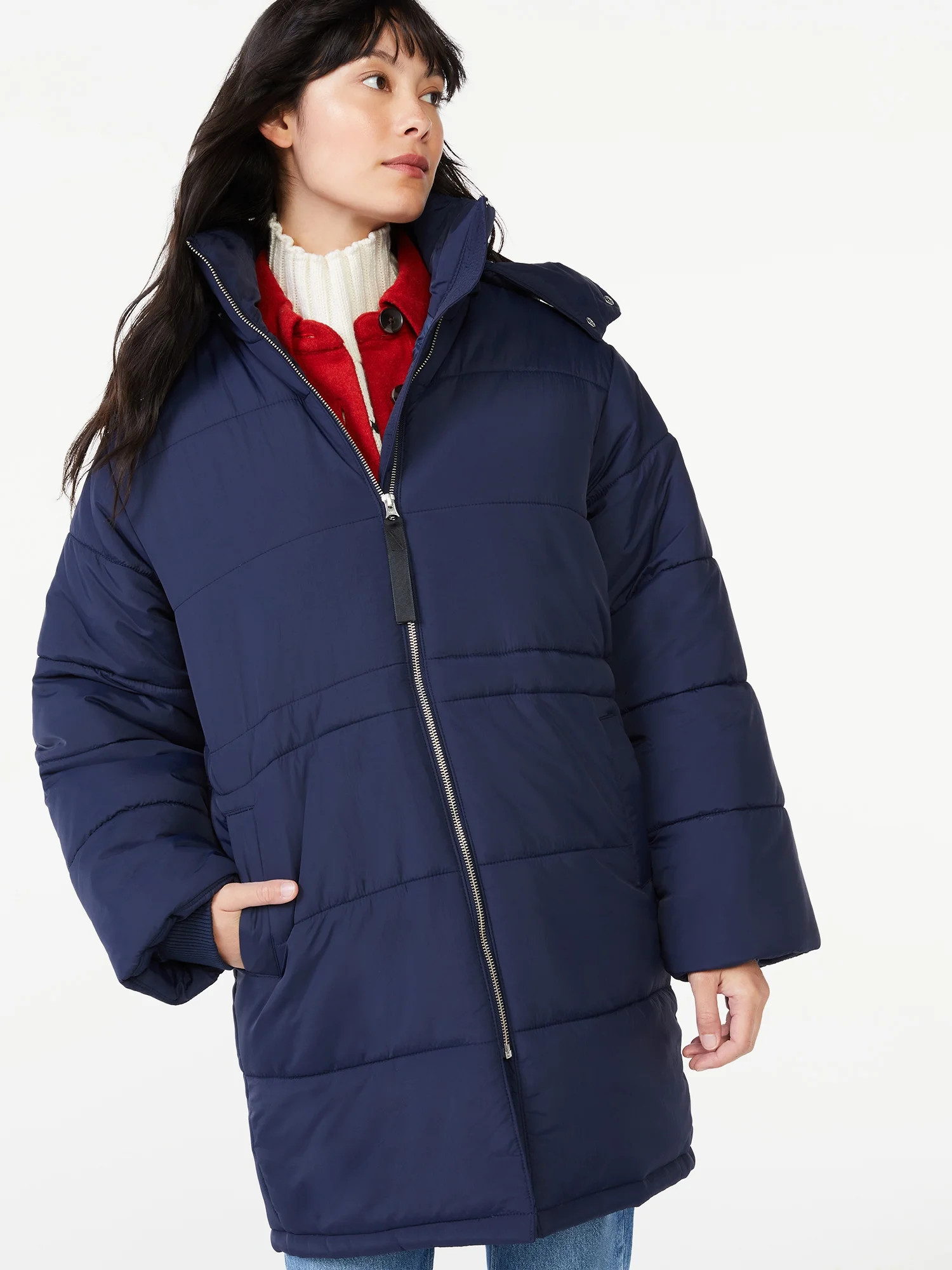 Free Assembly Women's Long Puffer Coat - Walmart.com | Walmart (US)