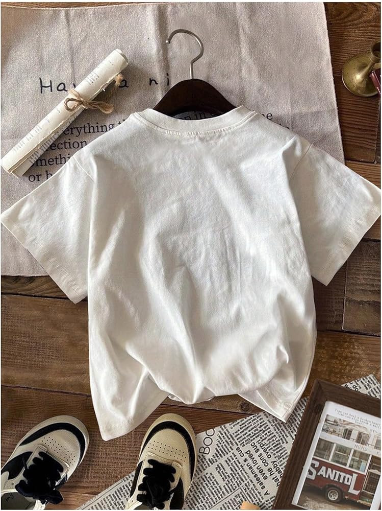 Women's Graphic Letter Tee Crew Neck Drop Shoulder Trendy Summer T Shirt Short Sleeve Vintage Car... | Amazon (US)