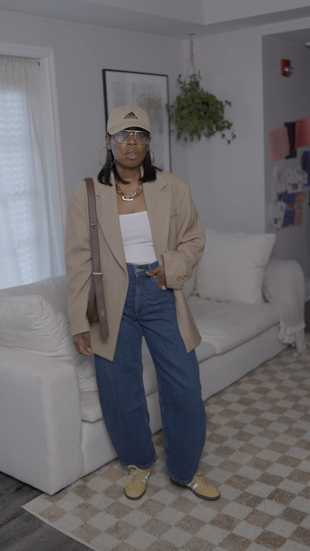 Hourglass blazer with barrel leg jeans and yellow adidas samba 

#LTKVideo #LTKStyleTip #LTKFindsUnder100