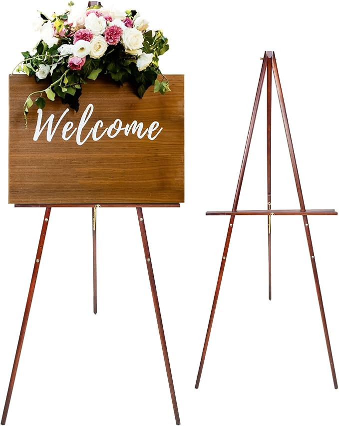 Conda 63" Wooden Tripod Artist Display Easel with Tray, A-Frame Adjustable Easel Stand for Weddin... | Amazon (US)