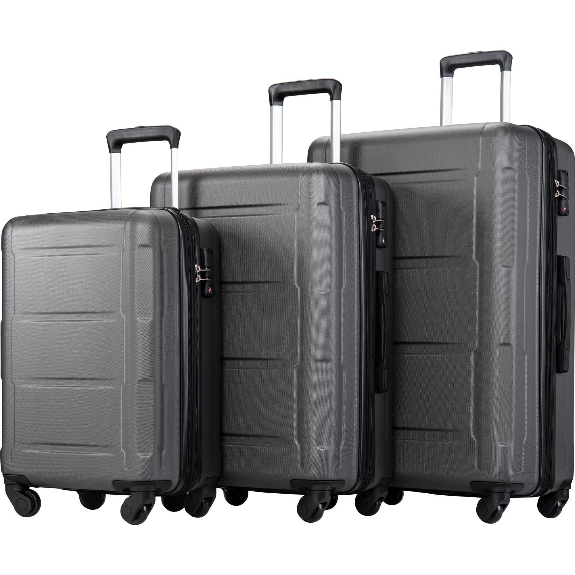 Zimtown  3-Piece Luggage Sets Expandable Suitcase ABS+PC w/ Wheels TSA Lock, Black | Walmart (US)