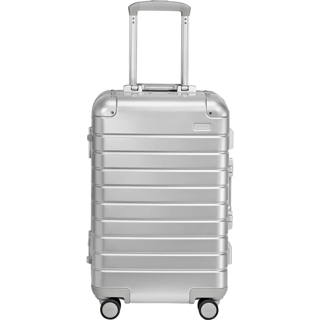 Away The Bigger Carry-On Suitcase: Aluminum Edition in Silver at Nordstrom | Nordstrom