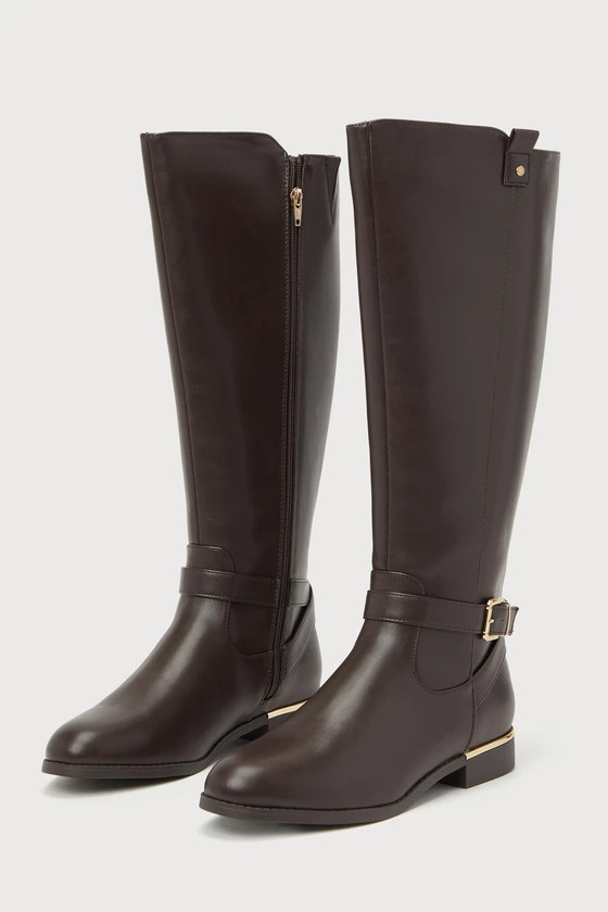 Baruna Dark Brown Buckle Knee-High Boots | Lulus (US)