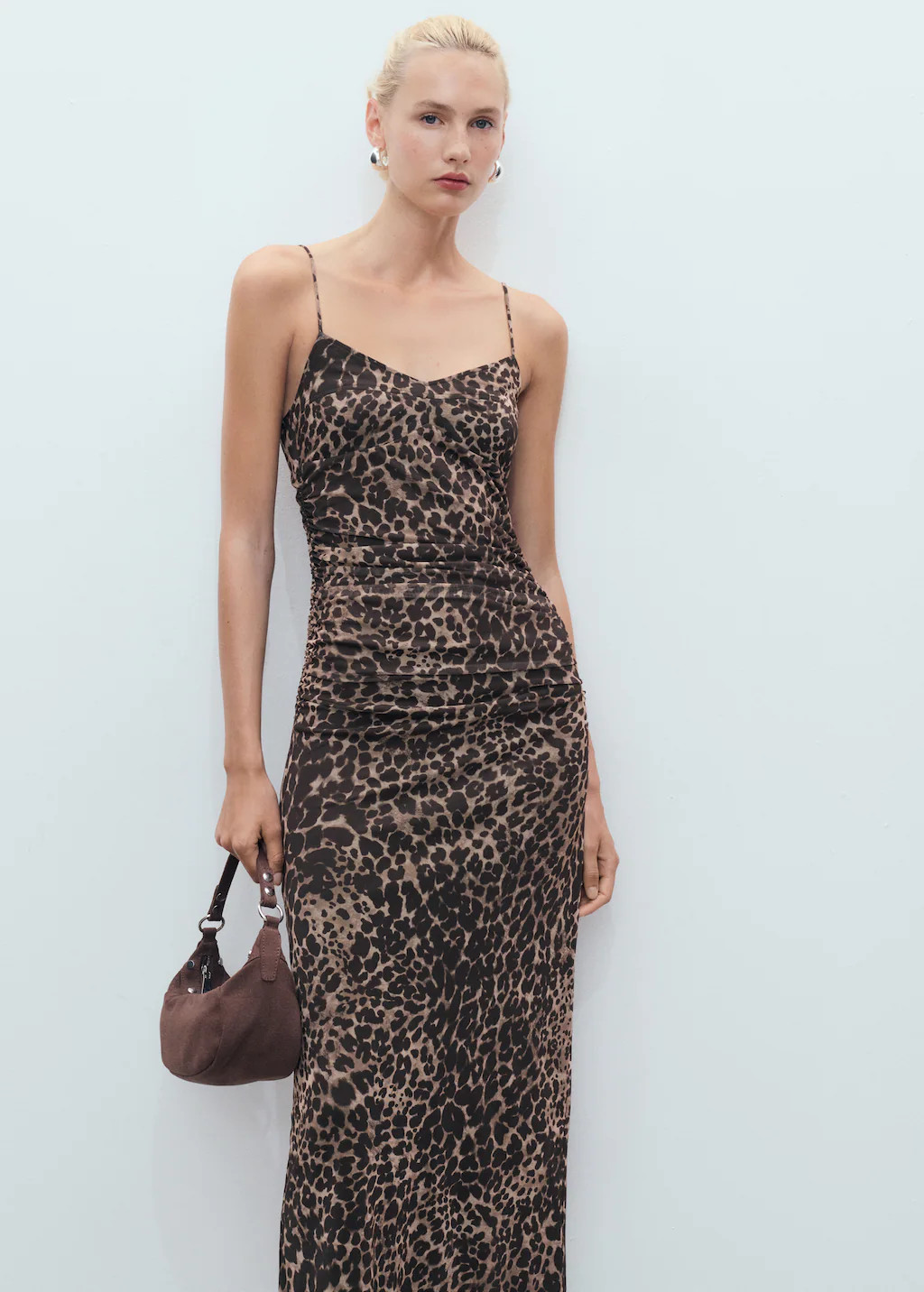 Ruched leopard-print midi-dress - Women | MANGO USA | Mango (US/MX/AU)