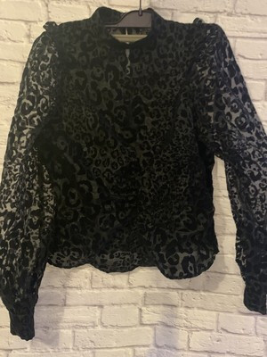 Ladies ZARA Black Animal Print Organza Blouse Top Size M  | eBay | eBay UK