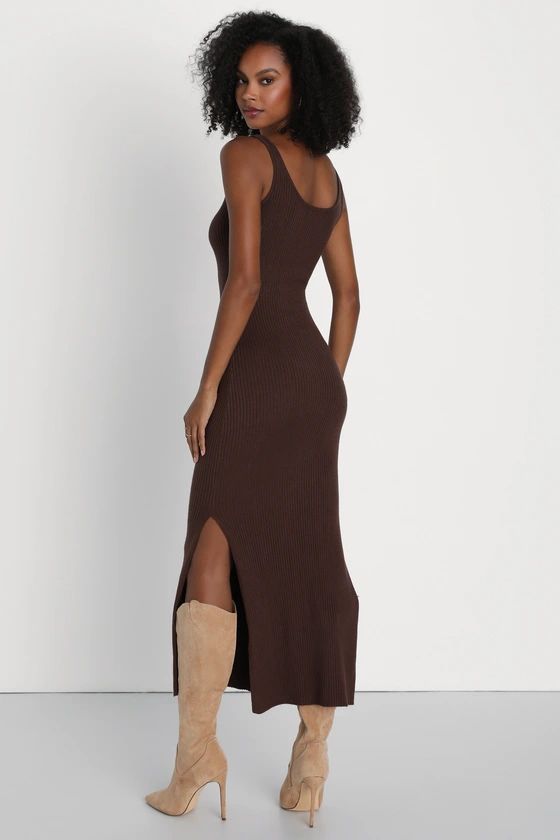 Layer Lover Brown Ribbed Knit Two-Piece Dress & Cardigan Set | Lulus (US)