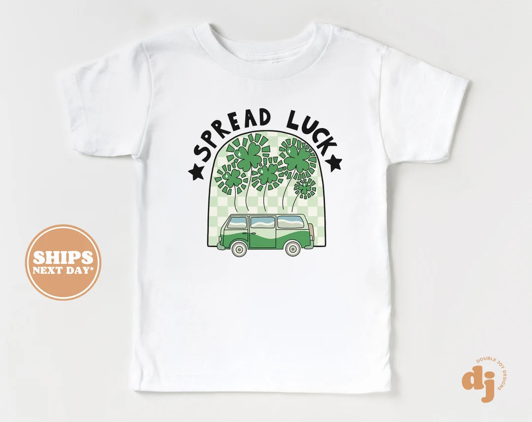 Kids St. Patrick's Day Shirt - Spread Luck Kids Retro TShirt - St. Patricks Day Retro Natural Inf... | Etsy (US)