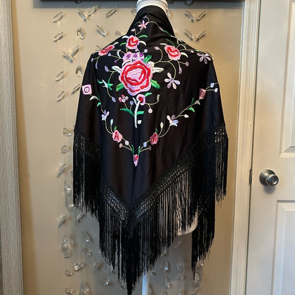 Floral Embroidery Piano Shawl | Poshmark