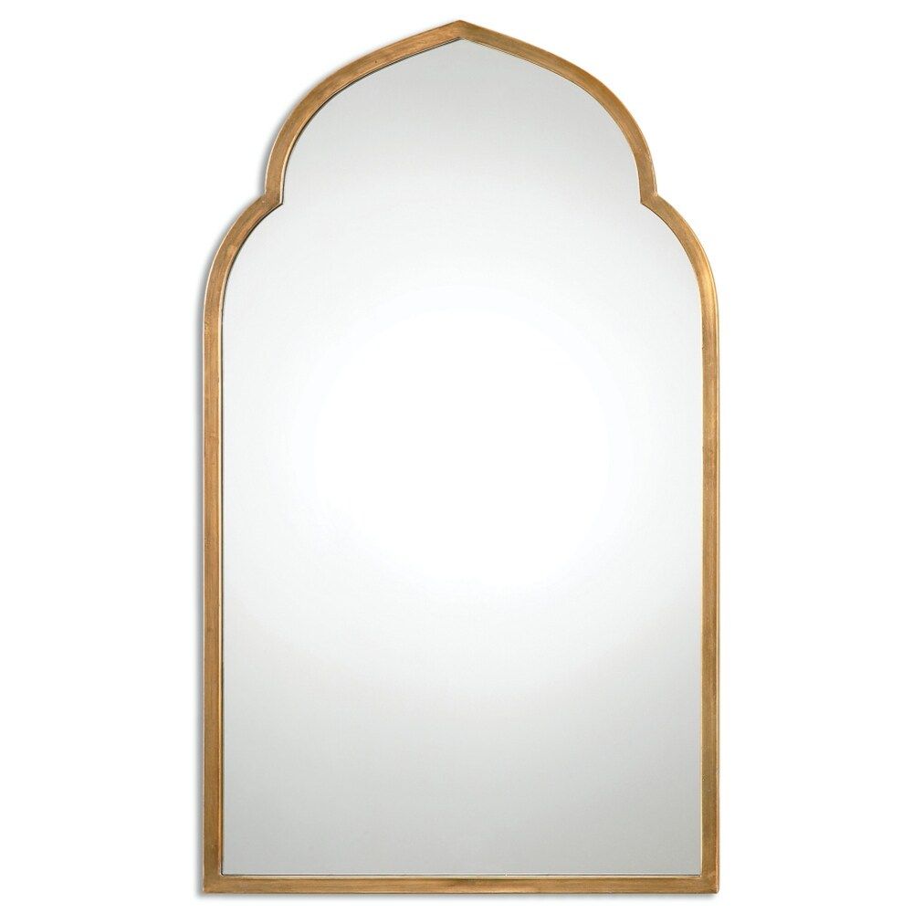 3.25' Moroccan Ines Hand Forged Arch Wall Mirror with Plated Antiqued Gold Frame (Gold) | Bed Bath & Beyond