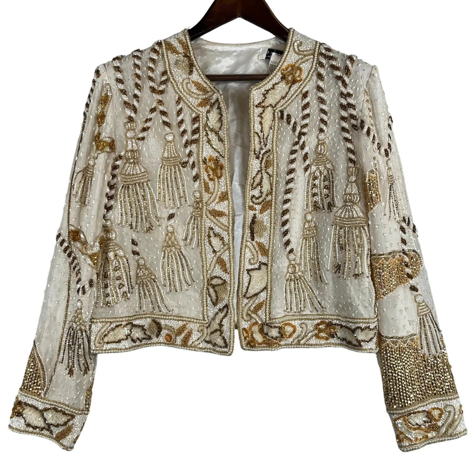 Vintage Niteline Della Roufogali Womens M Silk Beaded Tassel Evening Jacket Gold | Etsy (Global)