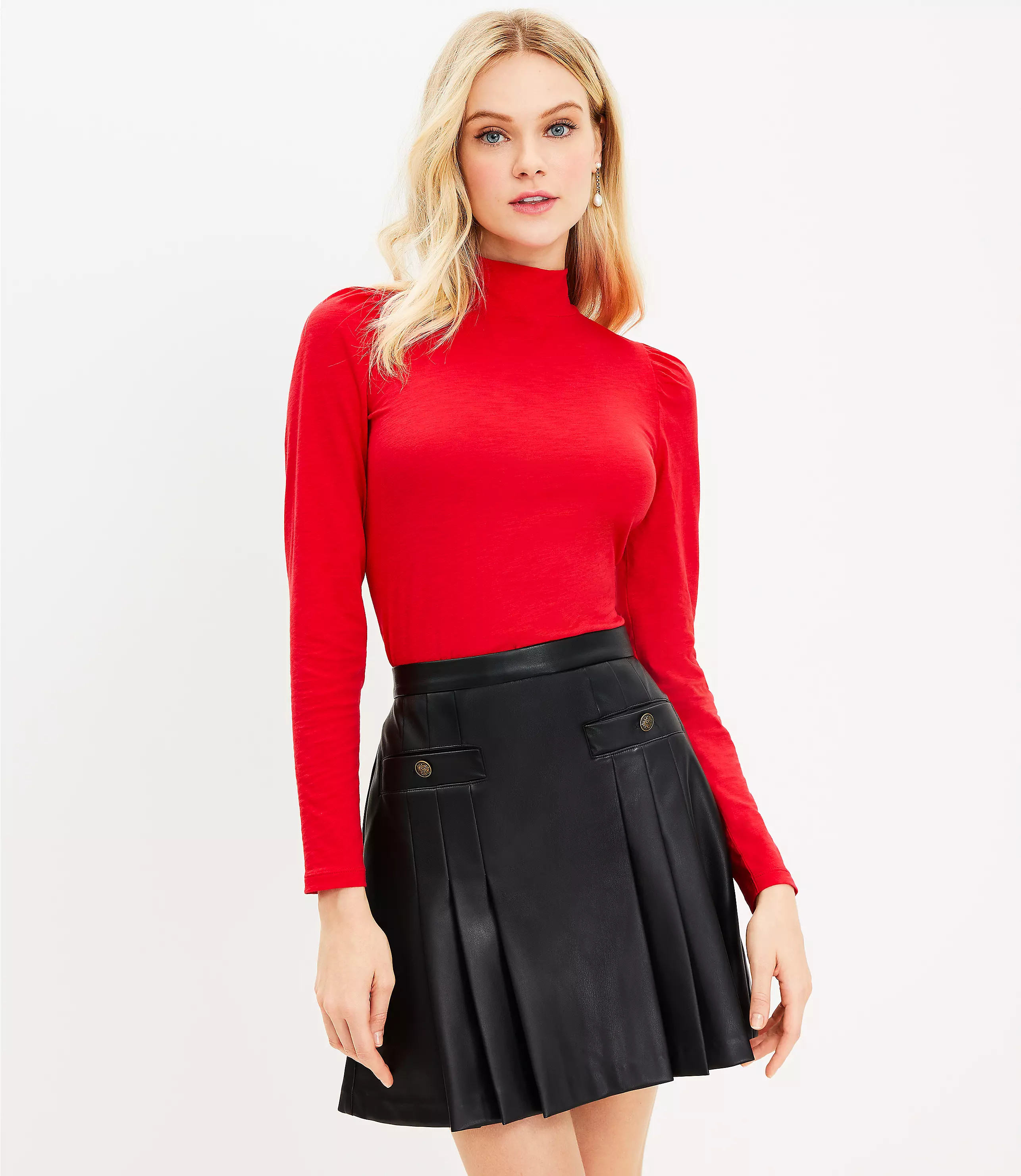 Puff Sleeve Mock Neck Top | LOFT