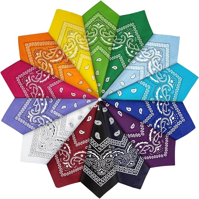 YSense 14 pieces Bandanas Paisley Print Novelty Headband Cowboy Headwraps Scarfs Hair Head Bandan... | Amazon (US)