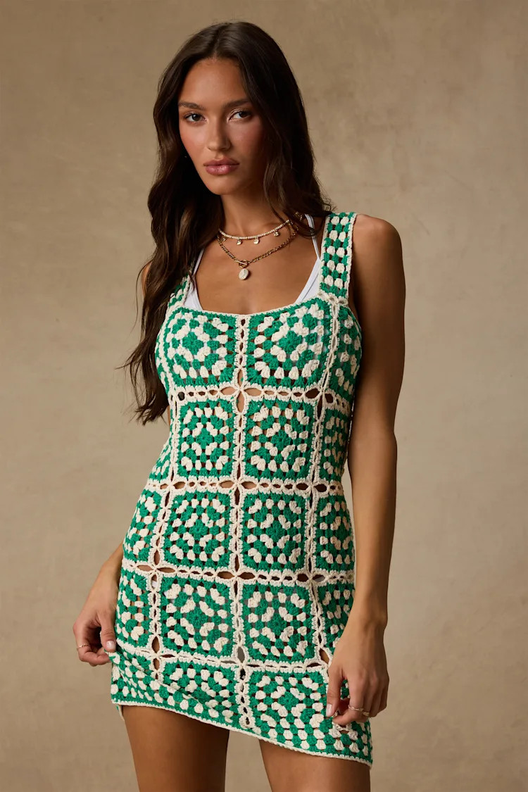 Laguna Green Crochet Mini Swim Cover-up | Lulus