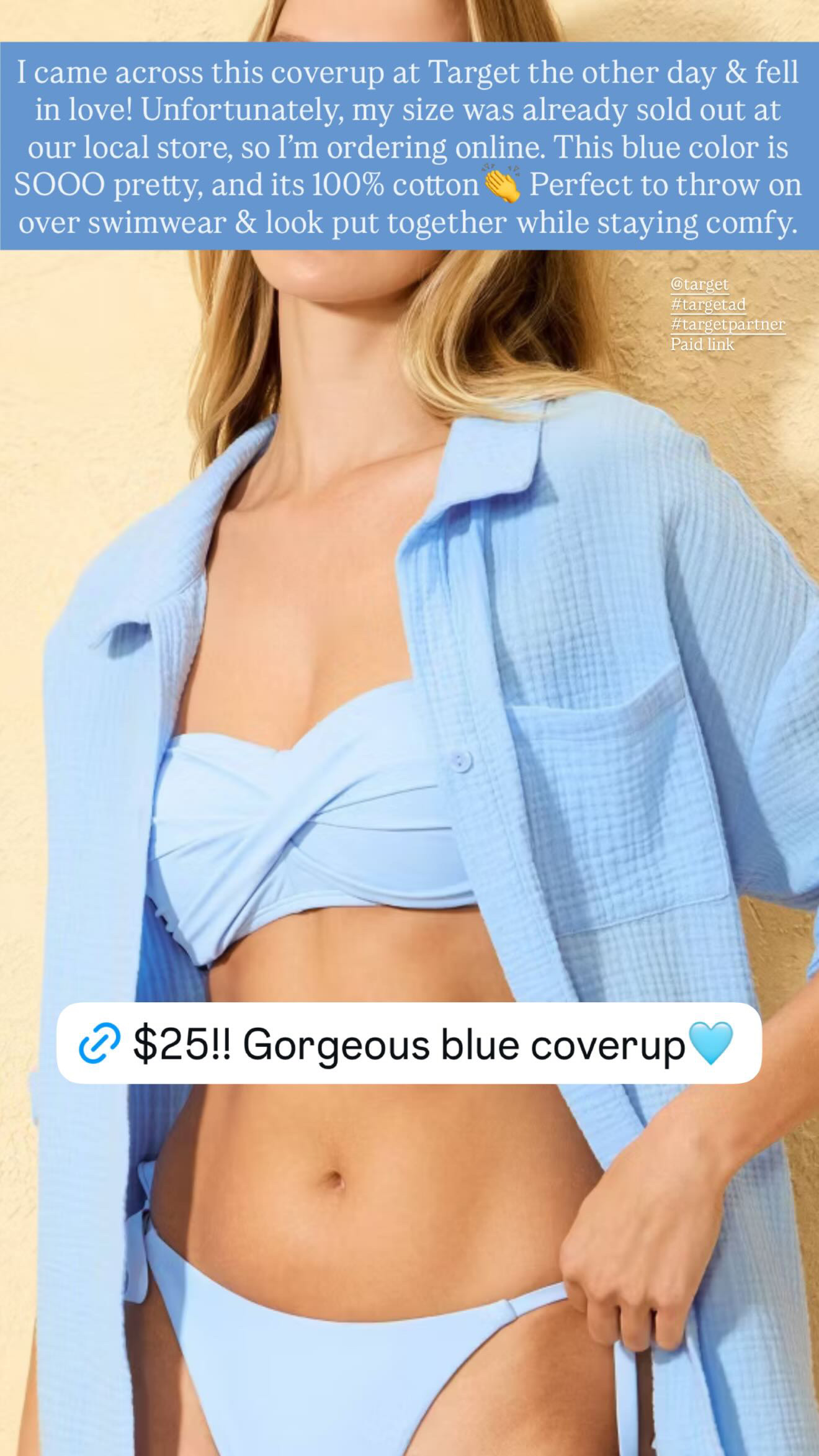 This swim coverup from Target is so pretty!! It's 100% cotton and only $25! Perfect to throw over your bathing suit during the summer. 

Swim cover-up, Target style, swim style, summer style 

 #LTKSaleAlert #LTKSwim #LTKTravel