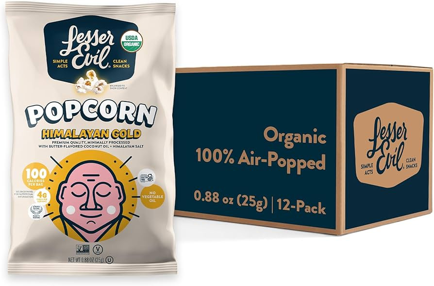 LesserEvil Himalayan Gold Salt Organic Popcorn, Premium Quality, Minimally Processed, No Vegetabl... | Amazon (US)