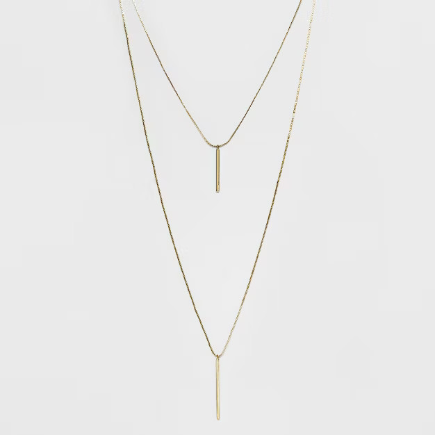 Short and Long Layered Pendant Necklace - A New Day™ Gold | Target
