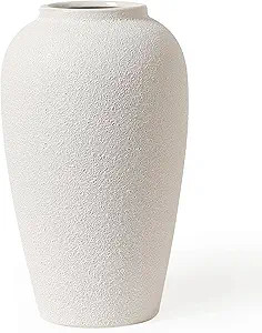 Kokrose Rustic Cream Ceramic Vase, 11.8" Vintage Clay Tall Floor White Terracotta Vase for Table ... | Amazon (US)