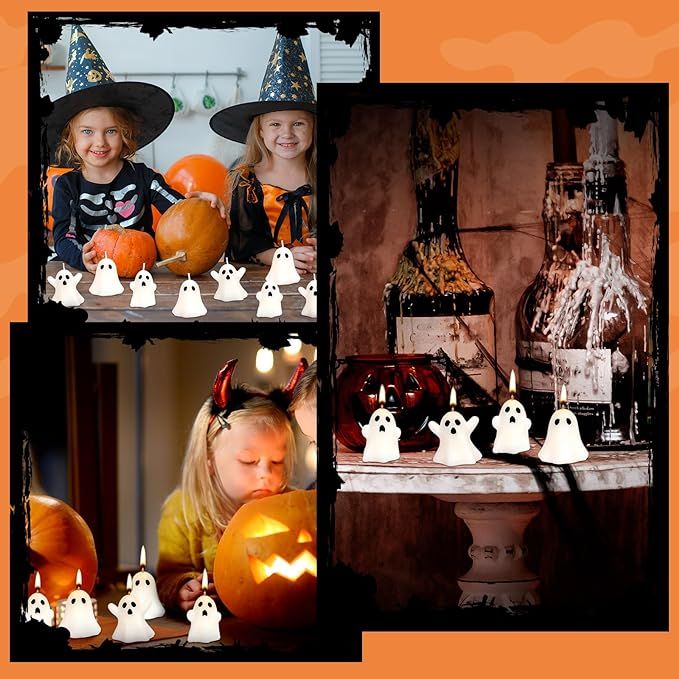 21 PCS Halloween Ghost Candles Spooky Candles White Floating Candles Halloween Decorative Tableto... | Amazon (US)