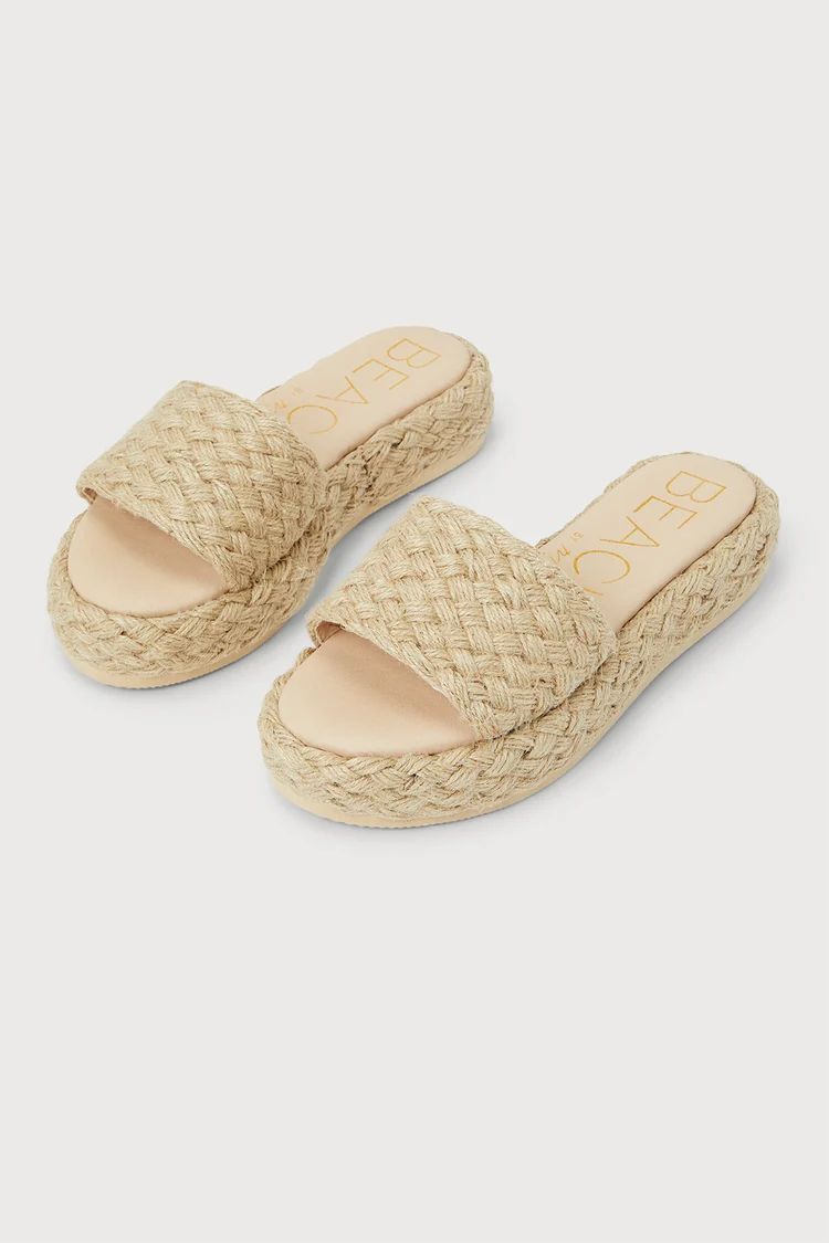 Caspia Natural Espadrille Flatform Slide Sandals | Lulus (US)