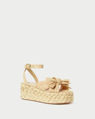 Gaby Natural Pleated Bow Espadrille | Loeffler Randall