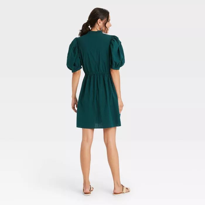 Women's Puff Elbow Sleeve Seersucker Dress - A New Day™ | Target