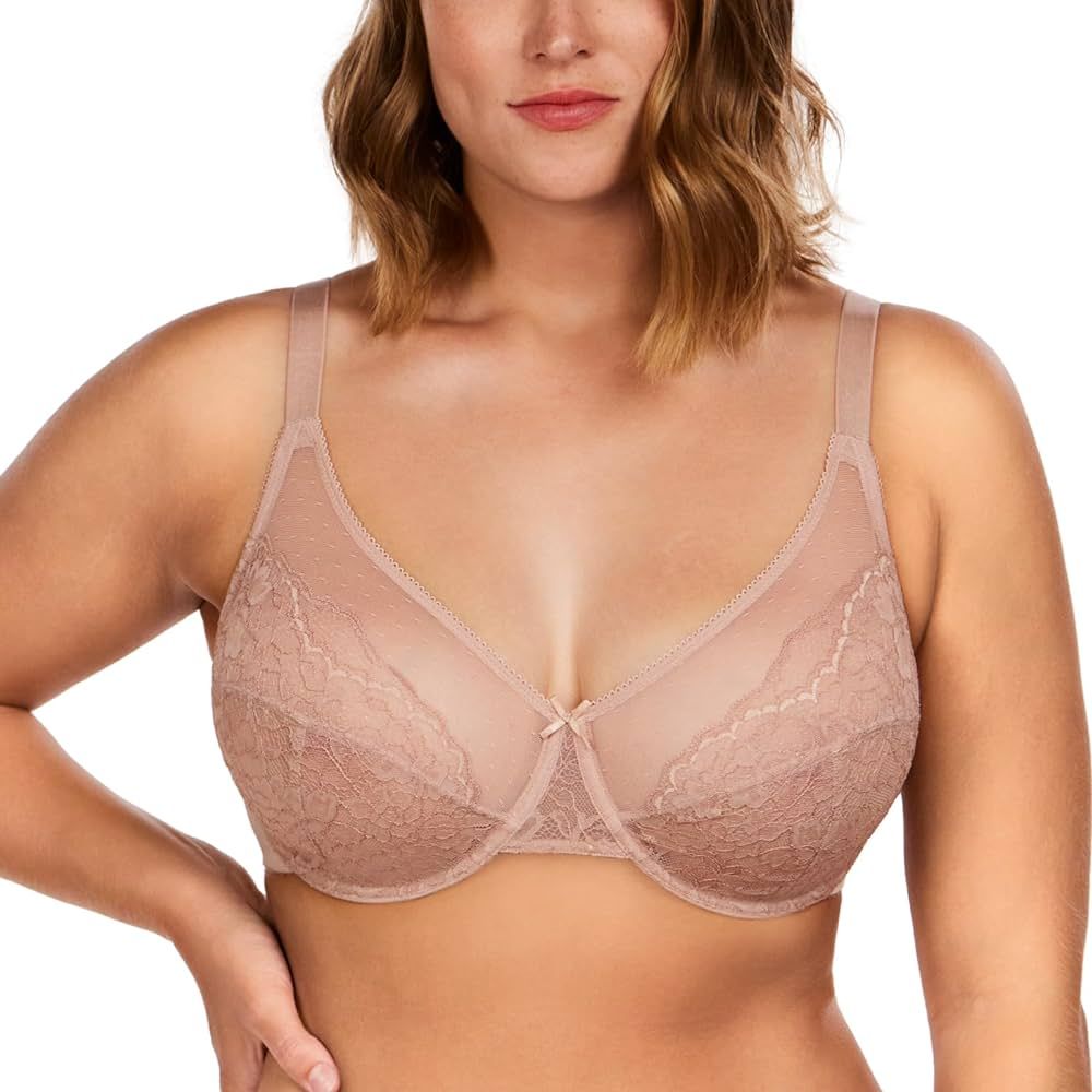 HSIA Minimizer Bras for Women Full Coverage Underwire Bras Plus Size,Lifting Lace Bra for Heavy B... | Amazon (US)
