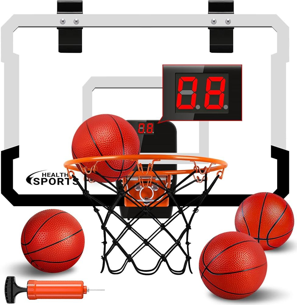 Indoor Mini Basketball Hoop with Electronic Scoreboard - Over The Door Basketball Hoop with 4 Bal... | Amazon (US)