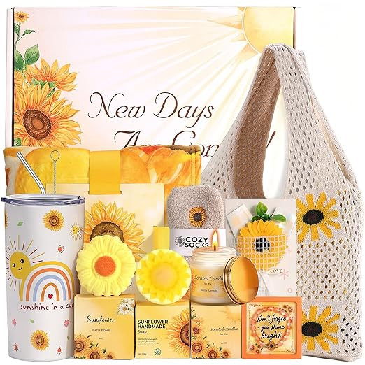 Sunflower Birthday Gifts for Women Self Care Gift - Sending Sunshine Gifts Box Get Well Soon Symp... | Amazon (US)