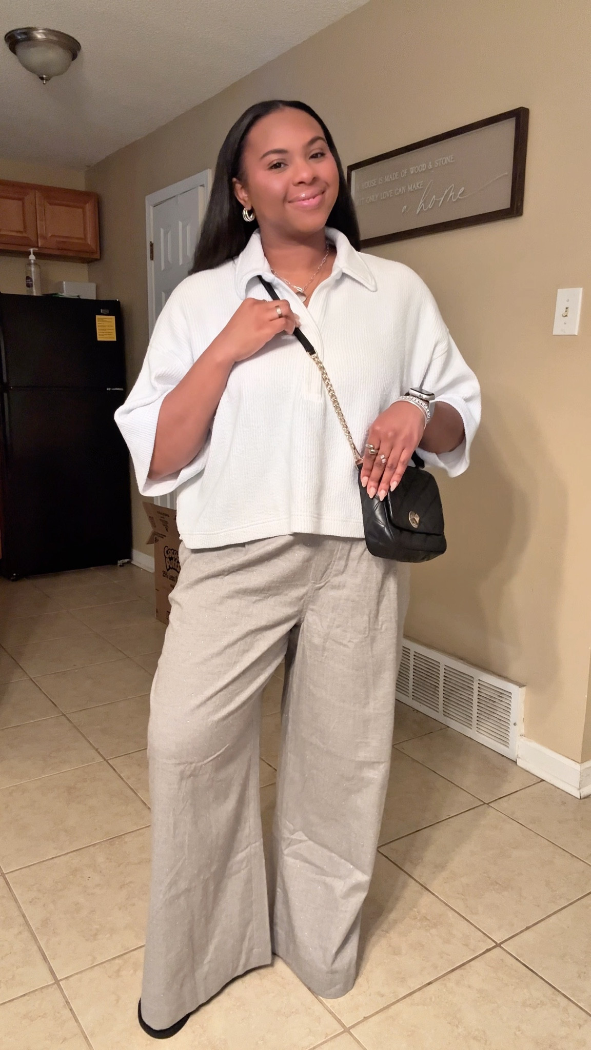 The perfect cozy, casual but super cute ☺️ outfit! I especially love the rhinestone detailing on the pants 🤍

#LTKootd #LTKgrwm #LTKMidsize