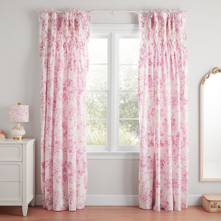 LoveShackFancy Garden Damask Smocked Curtain | Pottery Barn Teen