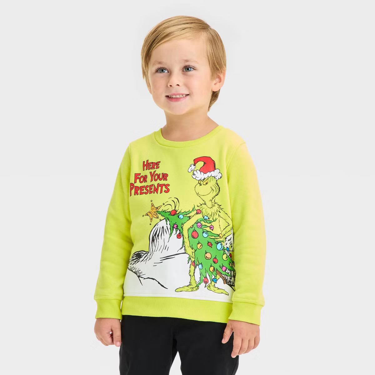 Toddler Boys' The Grinch Christmas Collection Front Back Fleece Pullover - Green | Target