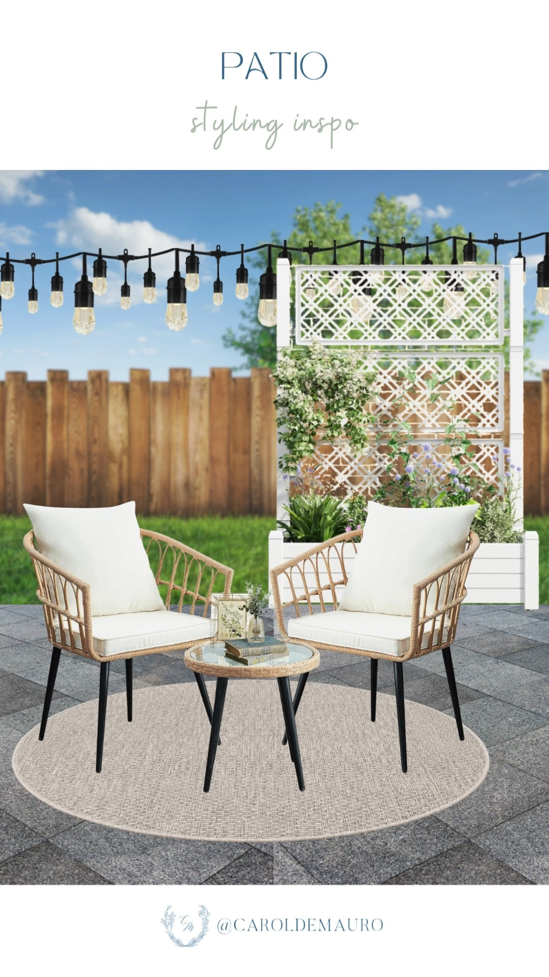 patio, styling inspo, outdoor furniture, outdoor rug, string lights, plant trellis, backyard styling, home decor

#LTKHome
