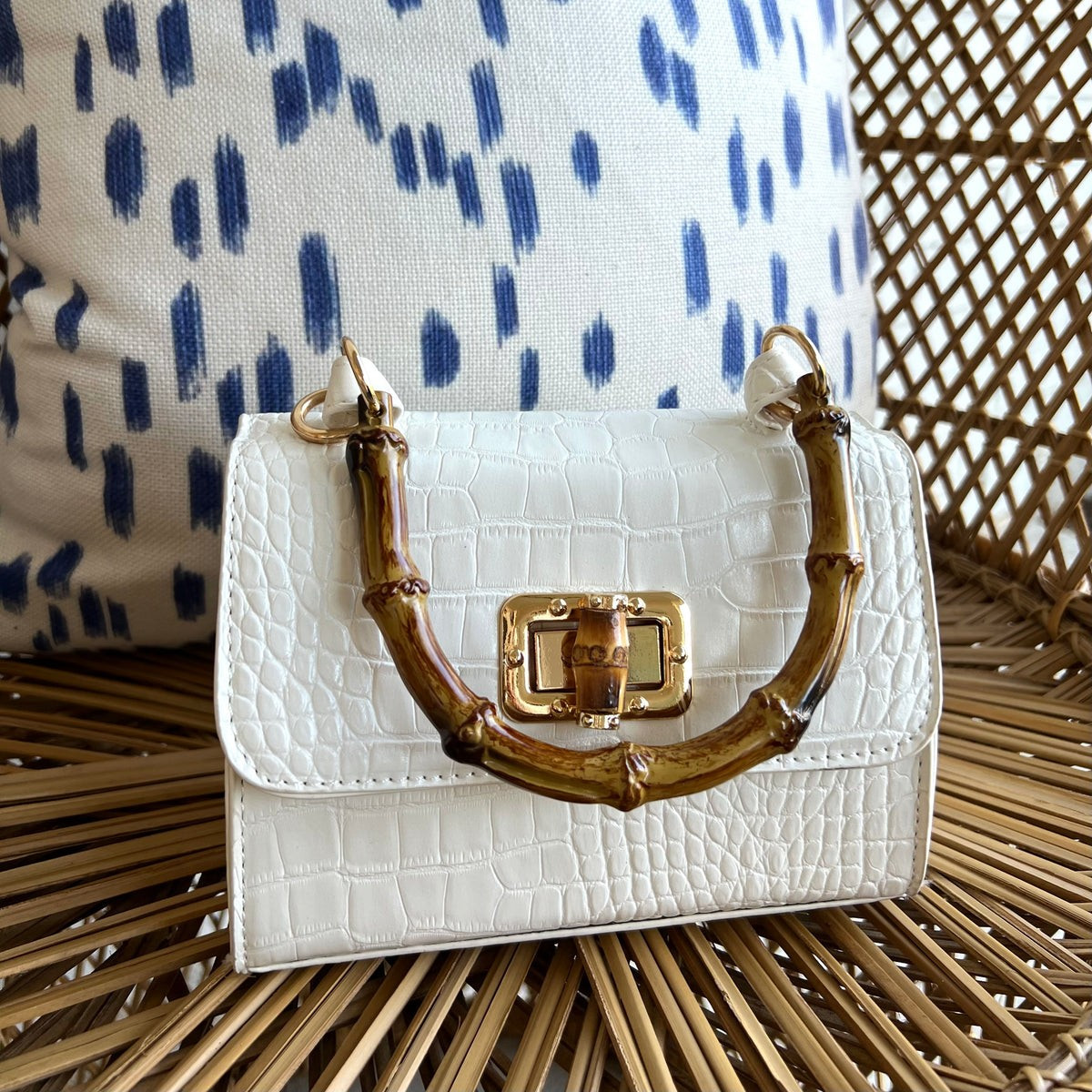 Croc Bamboo Handle Mini Lock Bag (5 Color Options) New Colors! | Sea Marie Designs