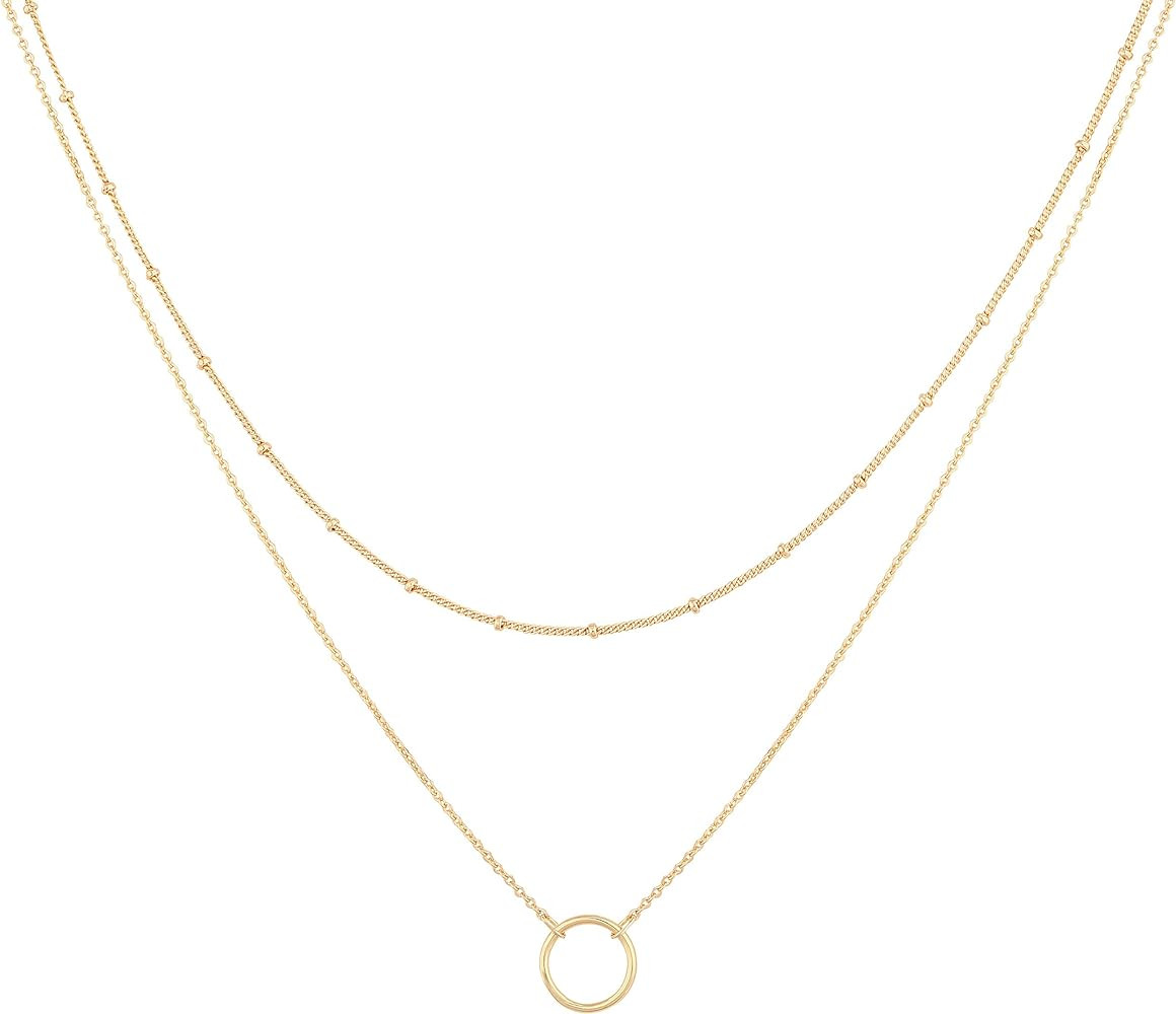 MEVECCO Layered Heart Necklace Pendant Handmade 18k Gold Plated Dainty Gold Choker Arrow Bar Laye... | Amazon (US)