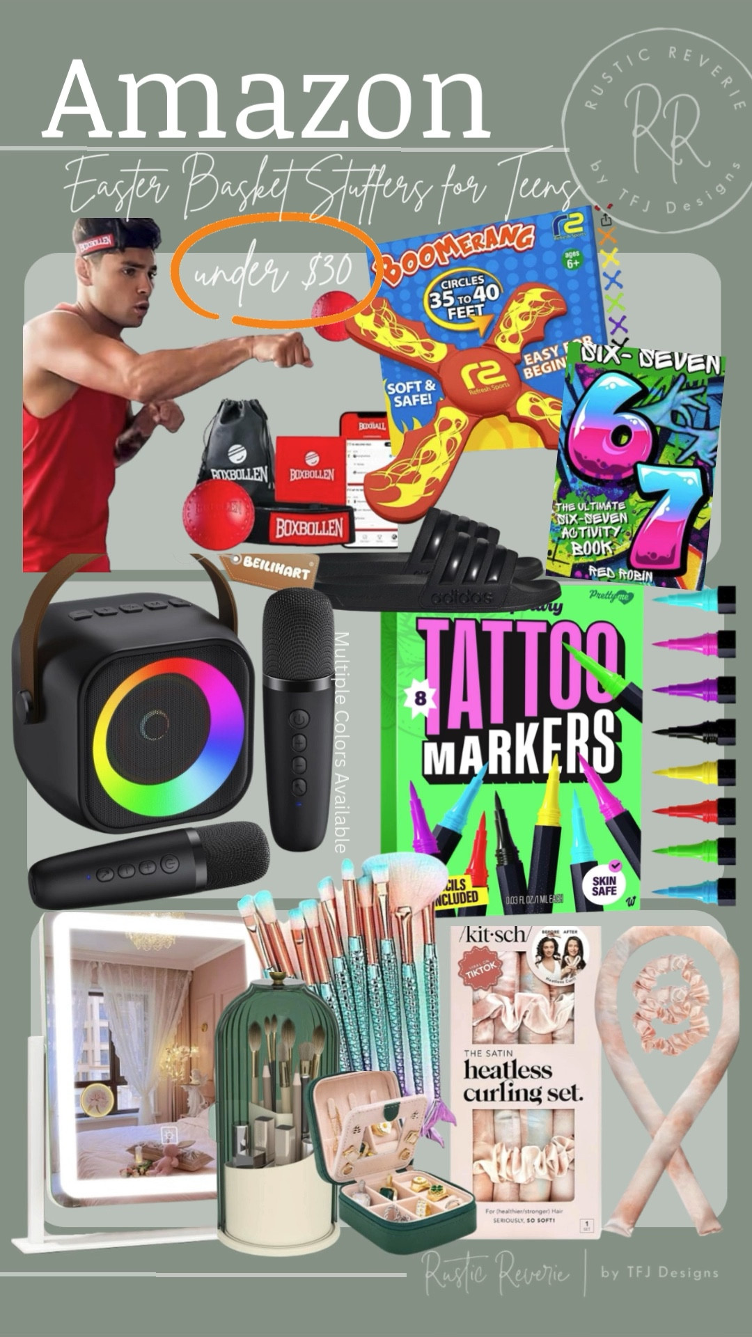 I’ve rounded up some great Easter Basket Stuffer Ideas for TWEENS and TEENS that are all UNDER $30! 🐰 amazon creator favorites prime shipping gift guide led mirror vanity makeup brushes jewelry holder adidas tattoo markers boxbollen boxing game karaoke speaker hair curlers kitsch makeup bag tv backlight gaming bounce battle exercise dice teenager high school middle schoolers boy girl 

#LTKfindsunder50 #LTKSeasonal #LTKkids