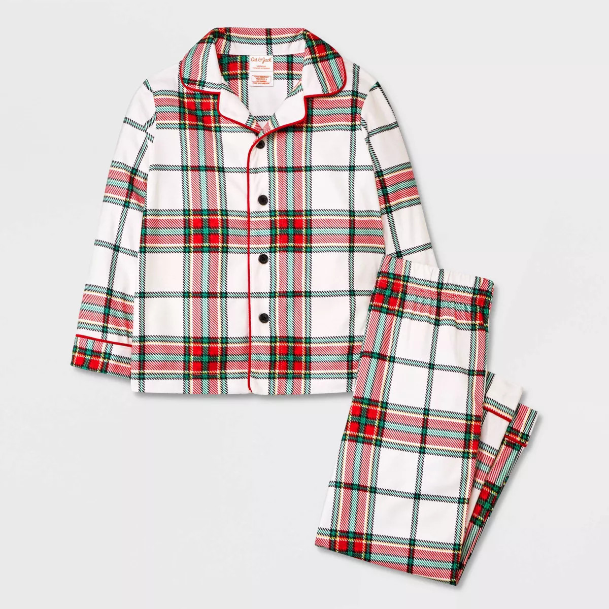 Toddler Plaid Coat Pajama Set - Cat & Jack™ Cream | Target