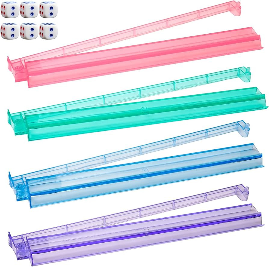 American Mahjong Racks with Pushers – 4 Multi-Color Acrylic Mahjong Tile Holders with 6 Dice, A... | Amazon (US)