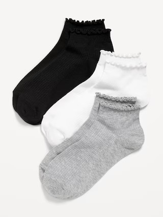 Ruffle Ankle Quarter Crew Sock 3-Pack | Old Navy (US)