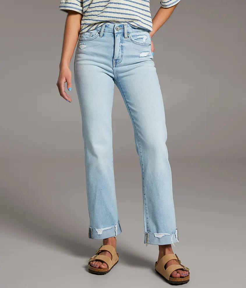 Billie Cropped Straight Stretch Cuffed Jean | Buckle