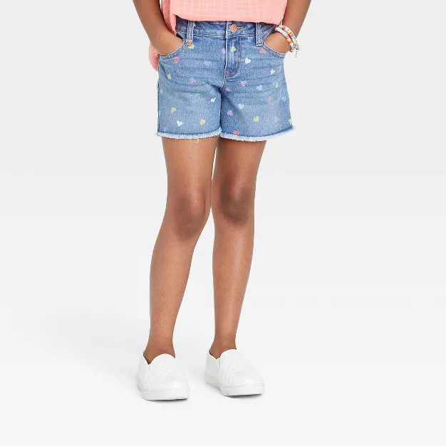 Girls' Heart Jean Shorts - Cat & Jack™ Medium Wash | Target