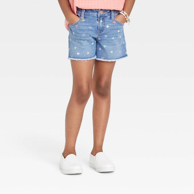 Girls' Heart Jean Shorts - Cat & Jack™ Medium Wash | Target