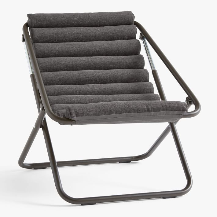 Chenille Plain Weave Washed Charcoal Sling Chair | Pottery Barn Teen