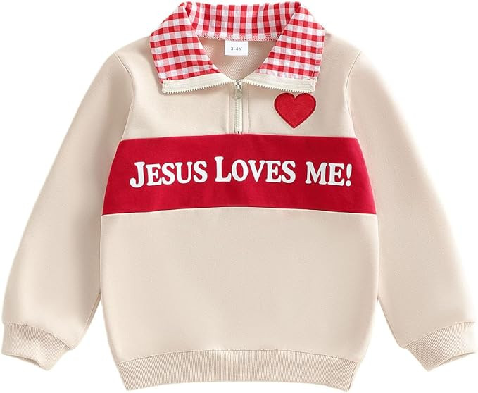 Toddler Boy Valentines Day Outfit Letter Print Sweatshirt Lapel Neck Pullover Shirt Top Kids Clot... | Amazon (US)