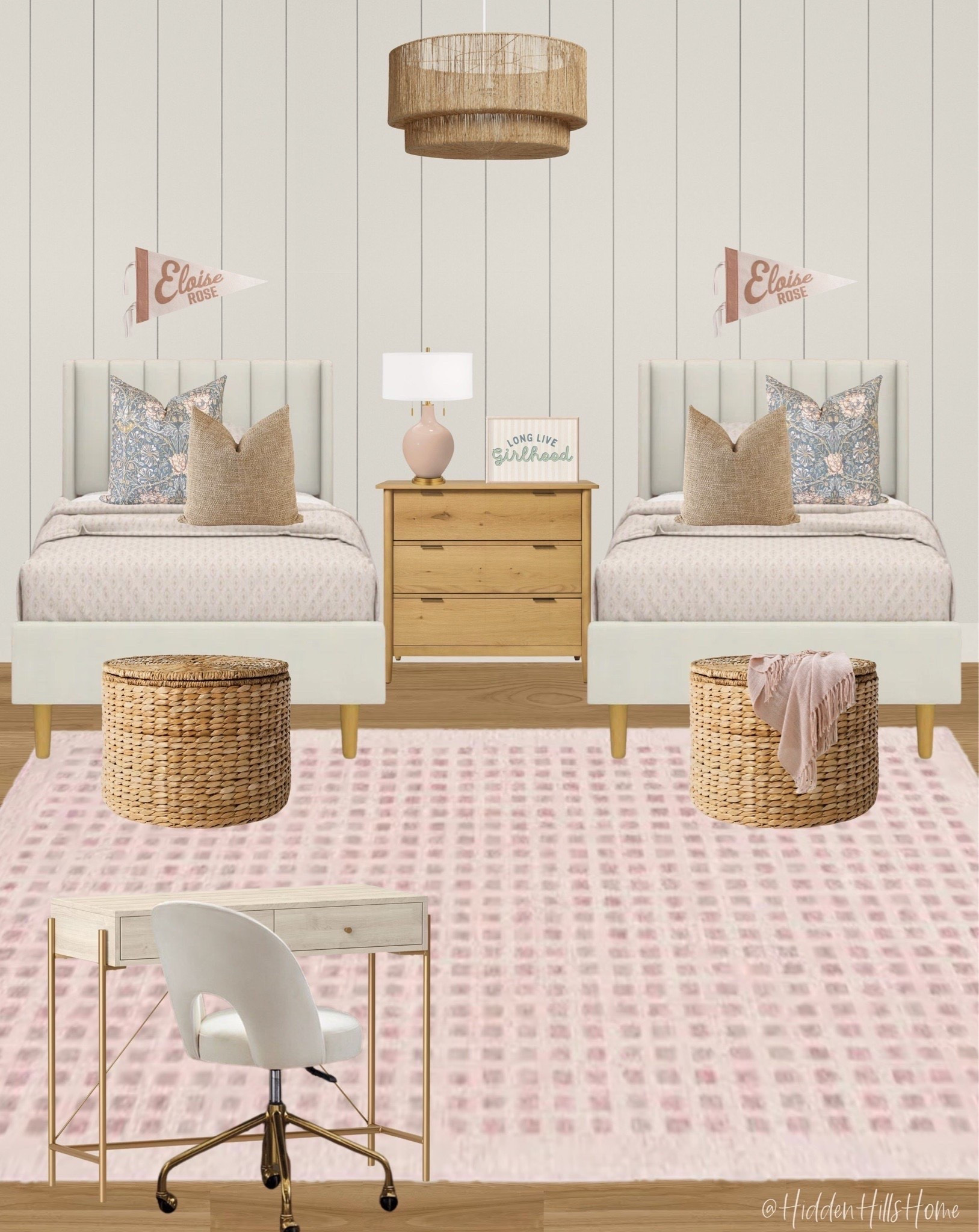 Cute girls bedroom decor, girls room mood board, girls bedroom design, twin girls bedroom, shared sibling bedroom, bedroom for sisters #girlsbedroom

#LTKHome #LTKSaleAlert #LTKKids