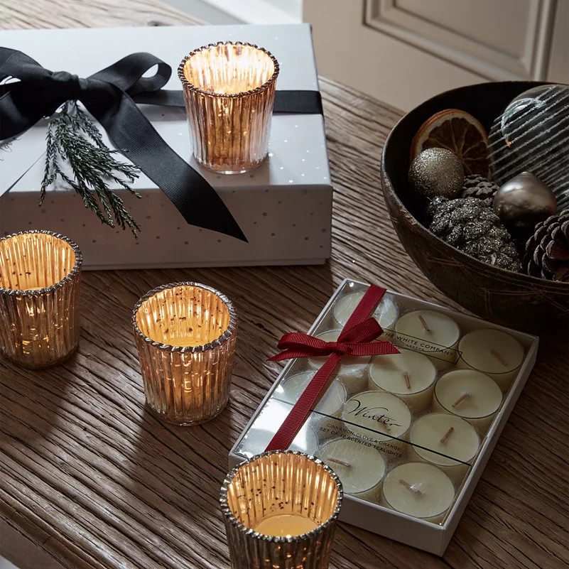 Winter Tealights & Mercury Holder Set | The White Company (UK)