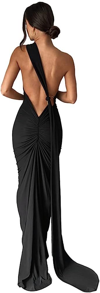 Women Sexy Backless Dress Bodycon Sleeveless Open Back Maxi Dress Going Out Elegant Party Cocktai... | Amazon (US)