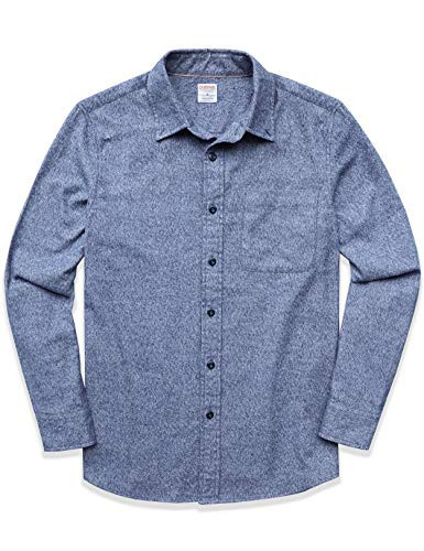 Dubinik® Flannel Shirt for Men Western Cowboy Pearl Snap Shirts for Men Long Sleeve Vintage Buttons Down Plaid Shirt Solid Blue | Amazon (US)